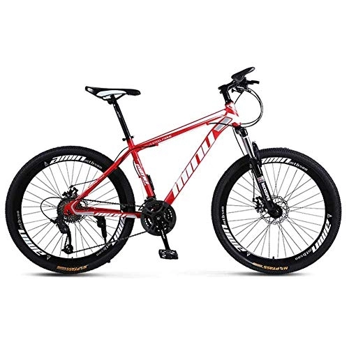 Bicicletas de montaña : Bicicleta para hombre 'Bicicleta de montaña, Acero de alto carbono Marco de acero de 27 velocidades Ruedas de radios de 26 pulgadas, Horquillas de suspensión delantera totalmente ajustables, Rojo