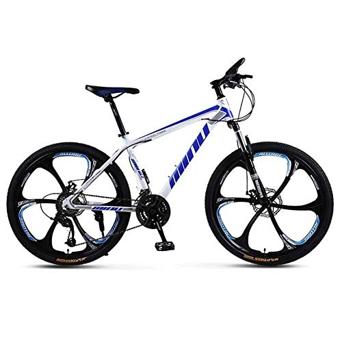 Bicicletas de montaña : Bicicleta para hombre ', bicicleta de montaña, acero de alto carbono, marco de acero de 30 velocidades, 24 pulgadas, ruedas de 6 radios, horquillas de suspensin delantera totalmente ajustables,