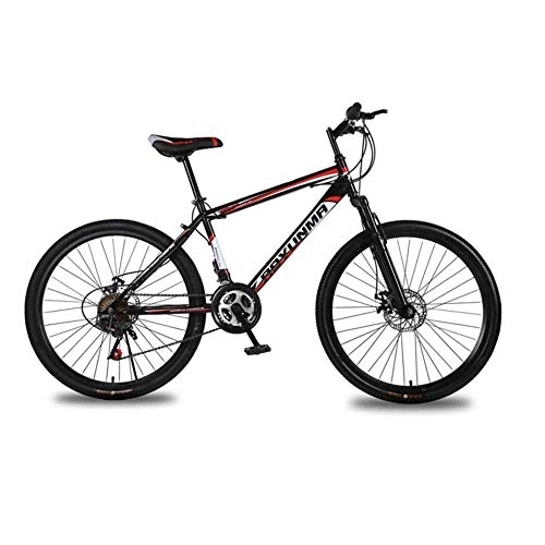 Bicicletas de montaña : Bicicleta para hombre 'Mountain Bike, cuadro de acero de 17', horquillas de suspensión delantera con unidad de amortiguación trasera totalmente ajustable de 24 velocidades, rojo, 27 velocidades