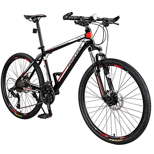 Bicicletas de montaña : Bicicletas de Montaa Rgidas de 26 Pulgadas Bicicleta de Montaa para Adultos de 27 Velocidades Bicicleta de Cuadro de Suspensin Completa de Acero de Alto Carbono con Freno de Doble Disco Bike, Rojo