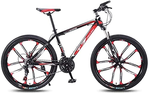 Bicicletas de montaña : Bicicletas de montaña, bicicleta de 24 pulgadas bicicleta de montaña para adultos bicicleta ligera de velocidad variable diez ruedas Cuadro de aleación con frenos de disco (color: negro rojo, tamaño