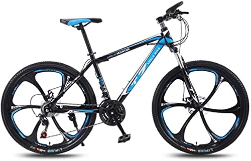 Bicicletas de montaña : Bicicletas de montaña, bicicleta de 26 pulgadas bicicleta de montaña para adultos, bicicleta ligera de velocidad variable, seis ruedas, marco de aleación con frenos de disco (color: negro azul, tama