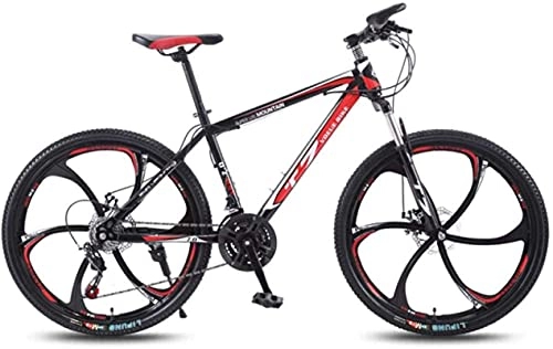 Bicicletas de montaña : Bicicletas de montaña, bicicleta de 26 pulgadas, bicicleta de montaña para adultos, bicicleta ligera de velocidad variable, seis ruedas, marco de aleación con frenos de disco (color: negro rojo, tam
