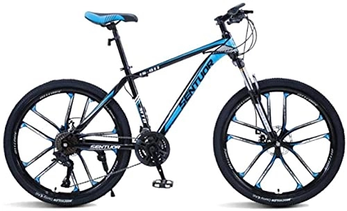 Bicicletas de montaña : Bicicletas de montaña, bicicleta de montaña de 24 pulgadas para cross-country, velocidad variable, bicicleta ligera, diez ruedas, marco de aleación con frenos de disco (Color: Negro azul, Tamaño: 21