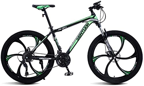 Bicicletas de montaña : Bicicletas de montaña, bicicleta de montaña de 26 pulgadas para todo terreno, velocidad variable, bicicleta ligera de carreras, seis ruedas, marco de aleación con frenos de disco (color: verde oscur