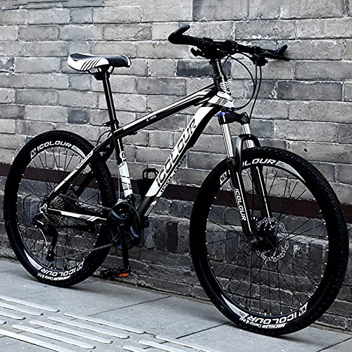 Bicicletas de montaña : Bicicletas de Montaña Bicicletas De Montaña De 26 Pulgadas Y 30 Velocidades Para Hombres Y Mujeres, Bicicleta De Montaña Con Horquilla De Suspensión Bloqueable, Bicicletas De Montaña(Color:Blanco negro)