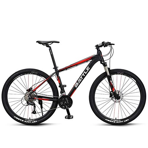 Bicicletas de montaña : Bicicletas de montaña de 27.5 pulgadas, bicicletas de montaña rgidas para hombres adultos, bicicleta de montaña con marco de aluminio con doble freno de disco, asiento ajustable, rojo, 27 velocidades