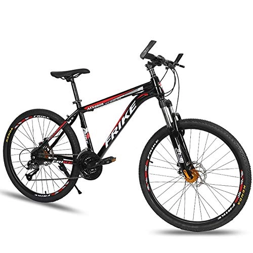 Bicicletas de montaña : Bicicletas de montaña para hombre de 26 pulgadas, bicicleta de montaña de cola dura de 30 velocidades, cuadro de acero al carbono con doble freno de disco, bicicleta suspensin delantera, rojo