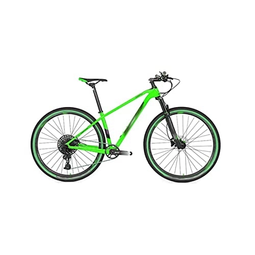 Bicicletas de montaña : Bicycles for Adults Aluminum Wheel Carbon Fiber Mountain Bike Hydraulic Disc Brake Bike (Color : Green, Size : Large)