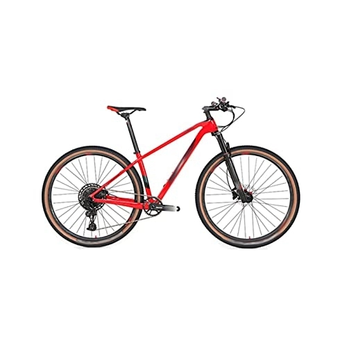 Bicicletas de montaña : Bicycles for Adults Aluminum Wheel Carbon Fiber Mountain Bike Hydraulic Disc Brake Bike (Color : Red, Size : X-Large)