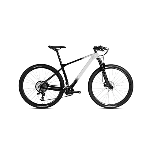 Bicicletas de montaña : Bicycles for Adults Carbon Fiber Quick Release Mountain Bike Shift Bike Trail Bike (Color : White, Size : Large)