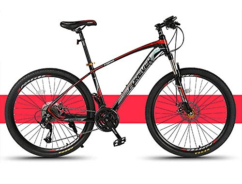 Bicicletas de montaña : Bicycles, Mountain Bikes, Bicycles For Adults with Double Disc Brake Two Speed Aluminum Alloy For Man and Woman-(26 Pulgadas) (27 velocidades)_(Negro Rojo) (Rueda de radios)