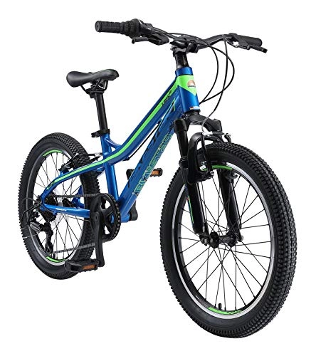 Bicicletas de montaña : BIKESTAR Bicicleta de montaña de Aluminio Bicicleta Juvenil 20 Pulgadas de 6 a 9 aos | Cambio Shimano de 7 velocidades, Freno en V, Horquilla de suspensin | nios Bicicleta Azul Verde