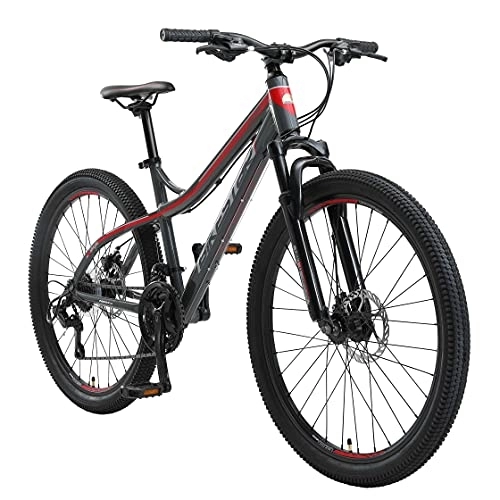 Bicicletas de montaña : BIKESTAR Bicicleta de montaña Hardtail de Aluminio, 21 Marchas Shimano 26" Pulgadas | Mountainbike con Frenos de Disco Cuadro 16" MTB | Gris Rojo