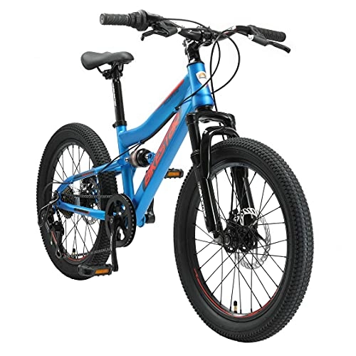 Bicicletas de montaña : BIKESTAR Bicicleta de montaña Suspensión Doble Bicicleta Juvenil 20 Pulgadas de 6 años | Cambio Shimano de 7 velocidades, Freno de Disco, Fully | niños Bicicleta Azul