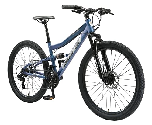 Bicicletas de montaña : BIKESTAR Bicicleta de montaña Suspensión Doble Completa 26 Pulgadas | Cuadro 15" Cambio Shimano de 21 velocidades, Freno de Disco, Fully MTB Azul