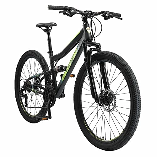 Bicicletas de montaña : BIKESTAR Bicicleta de montaña Suspensión Doble Completa 26 Pulgadas | Cuadro 15" Cambio Shimano de 21 velocidades, Freno de Disco, Fully MTB Negro