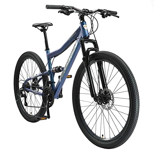 Bicicletas de montaña : BIKESTAR Bicicleta de montaña Suspensión Doble Completa 27.5 Pulgadas | Cuadro 17" Cambio Shimano de 21 velocidades, Freno de Disco, Fully MTB Azul
