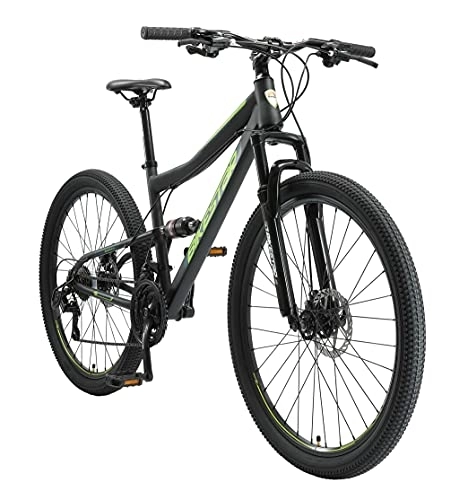 Bicicletas de montaña : BIKESTAR Bicicleta de montaña Suspensión Doble Completa 27.5 Pulgadas | Cuadro 17" Cambio Shimano de 21 velocidades, Freno de Disco, Fully MTB Negro
