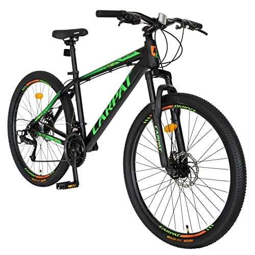 Bicicletas de montaña : Carpat Sport Bicicleta de montaña de 26 pulgadas de aluminio, cambio Shimano de 21 velocidades, freno de disco, para adultos, aluminio, color negro y verde