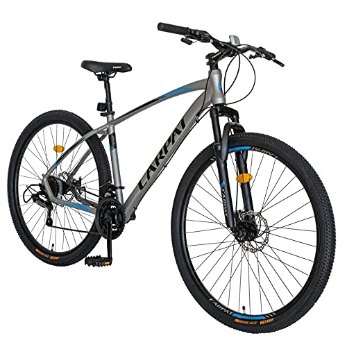 Bicicletas de montaña : Carpat Sport Bicicleta de montaña de aluminio de 27 pulgadas, cambio Shimano de 21 velocidades, freno de disco, bicicleta adecuada para adultos, C2757C-Grey Black