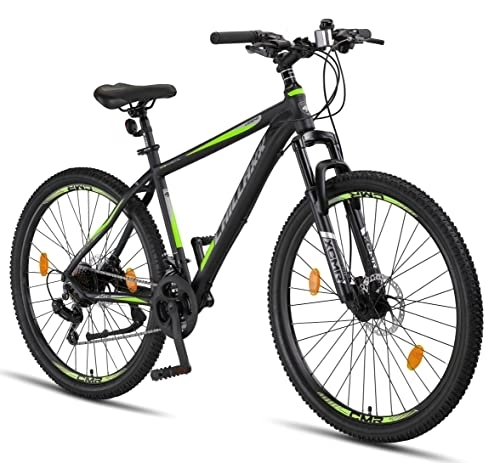 Bicicletas de montaña : Chillaxx Bicicleta Legend Aluminio 24, 26, 27, 5 y 29 pulgadas Shimano Mountain Bike MTB Bicicletas para niños y niñas hombres y mujeres 21 velocidades Cambio de 27, 5 pulgadas Freno de disco negro lima