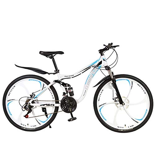 Bicicletas de montaña : CHJ Bicicleta Montaa, Bicicleta Urbana para Damas de 26 Pulgadas, Bicicleta de Montaa Todoterreno para Hombres Jvenes, Bicicleta Doble Suspensin, 21 Velocidades, A