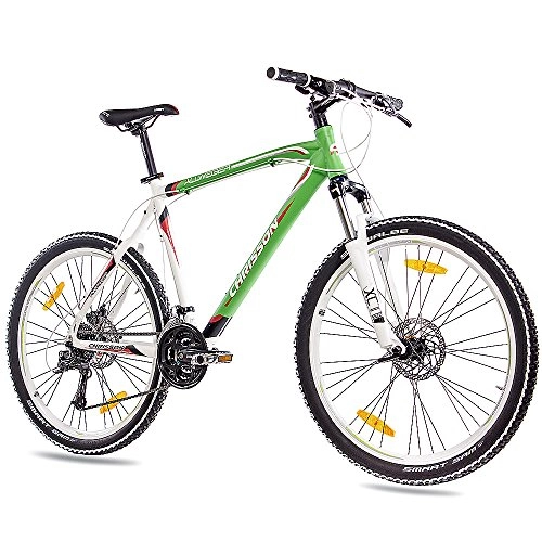 Bicicletas de montaña : CHRISSON '26 Pulgadas MTB Mountain Bike Bicicleta allweger Aluminio con 24 g Deore Verde Blanco Mate, tamaño 53 cm, tamaño de Rueda 26.00 Inches