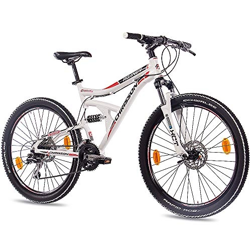 Bicicletas de montaña : CHRISSON '26pulgadas aluminio MTB Mountain Bike Bicicleta roaner Fully Unisex con 24g Shimano 2x Disk Blanco Mate