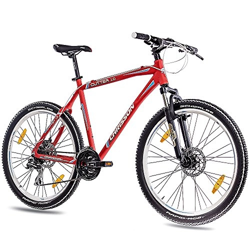 Bicicletas de montaña : CHRISSON Cutter 1.0 - Bicicleta de montaña (26", aluminio, con 24 G Acera, 53 cm), color rojo mate