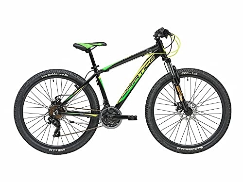 Bicicletas de montaña : Cicli Adriatica RCK - Bicicleta de montaña de 27, 5 pulgadas, cuadro de aluminio, horquilla amortiguada y cambio de 21 V (negro-amarillo-verde, cuadro de 48 cm)