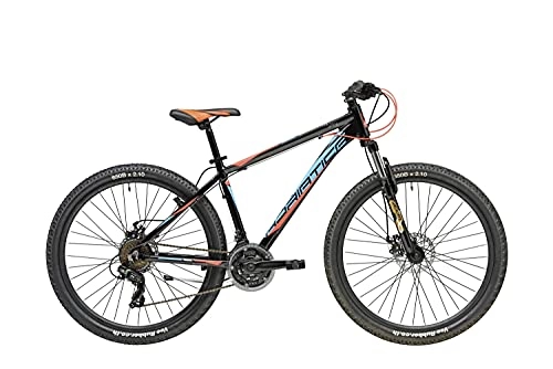 Bicicletas de montaña : Cicli Adriatica RCK - Bicicleta de montaña de 27, 5 pulgadas, cuadro de aluminio, horquilla amortiguada y cambio de 21 V (negro-azul-rojo, cuadro de 43 cm)