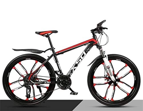 Bicicletas de montaña : CJH Offroad, Outdoor Sport, Velocidad Variable, Bicicleta de Montaña para Hombre, Rueda de 26 Pulgadas City Commuter City Hardtail Off-Road Amortiguación City Road Bicycle (Color: Negro Rojo, Tamaño: