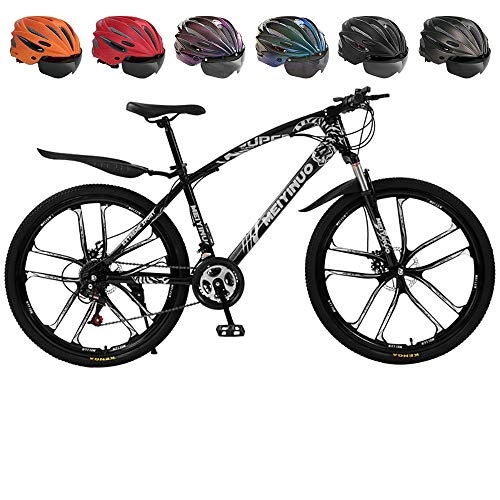 Bicicletas de montaña : COKECO Bicicleta De Montaña MTB, Aluminio 26", Bicicleta Montaña Bicicleta para Hombre 21-27 Velocidad Bicicleta Mujer Adulta Estudiante Juventud (Cascos De Colores Aleatorios Gratuitos)