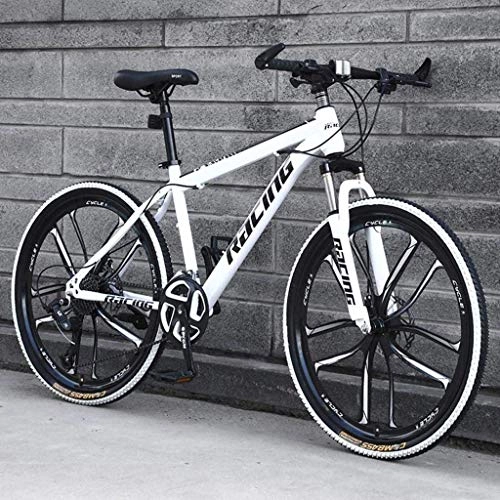 Bicicletas de montaña : CSS Bicicletas de montaña de 26 pulgadas, bicicleta de montaña rígida con freno de doble disco para hombres, asiento ajustable para bicicleta, cuadro de acero con alto contenido de carbono, velocidad
