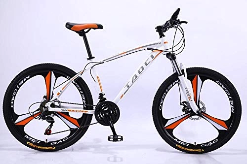 Bicicletas de montaña : cuzona Bicicleta de montaña de aleacin de Aluminio de 26 Pulgadas Bicicleta de 21 Ruedas Ligera y Ligera Bicicleta de Estudiante Unisex-White_Orange