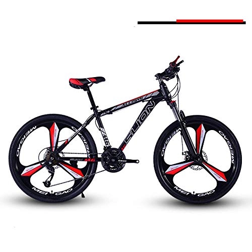 Bicicletas de montaña : DASLING 7 Velocidades Velocidad Variable Bicicleta De Montaa Bicicleta Adulto 26 Pulgadas Doble Disco Frenos Coche De Carreras@21 Velocidades_Negro Rojo 2