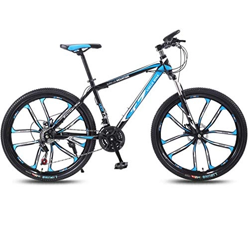 Bicicletas de montaña : DGAGD Bicicleta de 24 Pulgadas Bicicleta de montaña para Adultos Bicicleta Ligera de Velocidad Variable Diez Ruedas de Corte-Azul Negro_21 velocidades