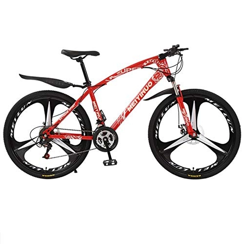 Bicicletas de montaña : DGAGD Bicicleta de montaña Bicicleta de 26 Pulgadas Freno de Disco Bicicleta para Adultos Tri-Cutter-Rojo_21 velocidades