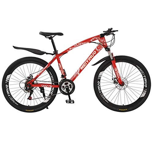 Bicicletas de montaña : DGAGD Bicicleta de montaña Bicicleta Freno de Disco de 26 Pulgadas Bicicleta para Adultos 40 Ruedas de Corte-Rojo_24 velocidades