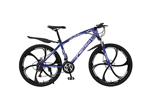 Bicicletas de montaña : DGAGD Bicicleta de montaña Bicicleta Freno de Disco de 26 Pulgadas Bicicleta para Adultos Seis Ruedas de Corte-Azul_24 velocidades