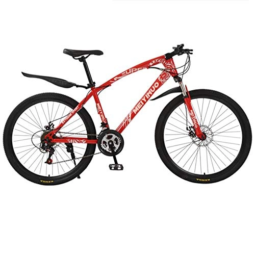Bicicletas de montaña : DGAGD Bicicleta de montaña Bicicleta Rueda de radios de Bicicleta para Adultos con Freno de Disco de 26 Pulgadas-Rojo_24 velocidades