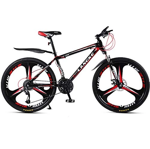 Bicicletas de montaña : DGAGD Bicicleta de montaña de 24 Pulgadas, Bicicleta de Tres Ruedas Masculina y Femenina de Velocidad Variable-Rojo Negro_27 velocidades