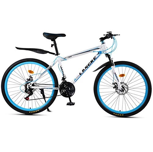 Bicicletas de montaña : DGAGD Bicicleta de montaña de 26 Pulgadas con Rueda de radios de Velocidad Variable para Hombres y Mujeres-Blanco Azul_27 velocidades