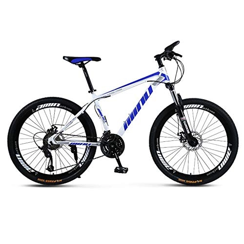 Bicicletas de montaña : DGAGD Bicicleta de montaña de Velocidad Variable para Adultos Masculinos y Femeninos de 26 Pulgadas Que compiten con Bicicleta de Rueda de radios-Blanco Azul_21 velocidades