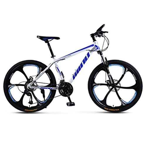 Bicicletas de montaña : DGAGD Bicicleta de montaña de Velocidad Variable para Adultos Masculinos y Femeninos de 26 Pulgadas Que compiten con Bicicleta de Seis Ruedas-Blanco Azul_24 velocidades