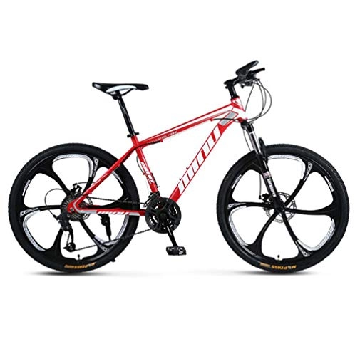 Bicicletas de montaña : DGAGD Bicicleta de montaña de Velocidad Variable para Adultos Masculinos y Femeninos de 26 Pulgadas Que compiten con Bicicleta de Seis Ruedas-Blanco Rojo_24 velocidades