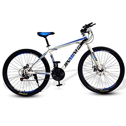 Bicicletas de montaña : DGAGD Rueda de radios de Bicicleta de Viaje de Velocidad Variable Masculina y Femenina de 24 Pulgadas para Bicicleta de montaña-Blanco Azul_21 velocidades