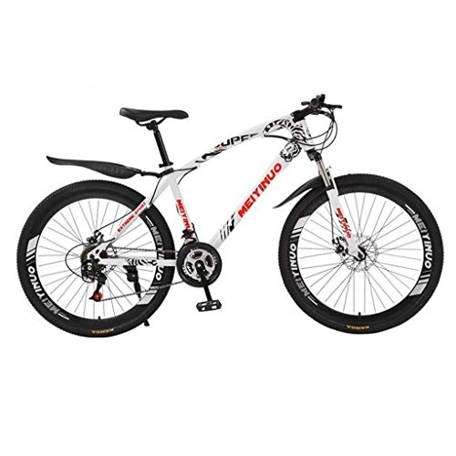 Bicicletas de montaña : Dsrgwe Bicicleta de Montaña, Bicicletas de montaña for Hombre / Bicicletas, suspensión Delantera y Doble Freno de Disco, Ruedas de 26 Pulgadas (Color : White, Size : 27-Speed)