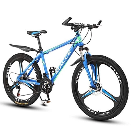 Bicicletas de montaña : Dsrgwe Bicicleta de Montaña, De 26 Pulgadas de Bicicletas de montaña, radios de Ruedas, Bicicletas Cuadro de Carbono de Acero, Doble Freno de Disco Delantero y Tenedor (Color : Blue, Size : 24-Speed)